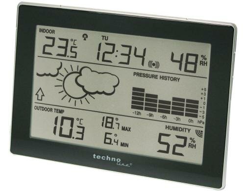 Technoline Funkuhr WS9274 mit Temp.-Anzeige innen/aussen, Min./Max., Weckalarm, stellen