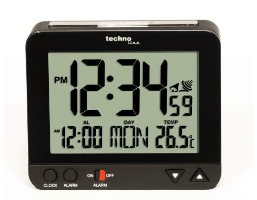 Technoline Funkwecker WT195 schwarz Datum, Innentemp., Snooze, Nachtlicht