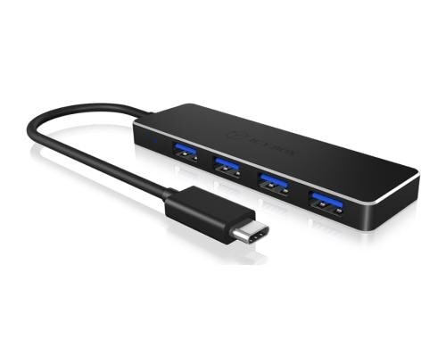 ICY BOX IB-HUB1410-C3, 4x USB3 Hub, Type-C Integriertes USB Kabel - Länge 20 cm