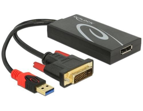 Delock DisplayPort Adapter, 4K bis 30hz DVI zu Displayport 1.2 Adapter, USB Strom