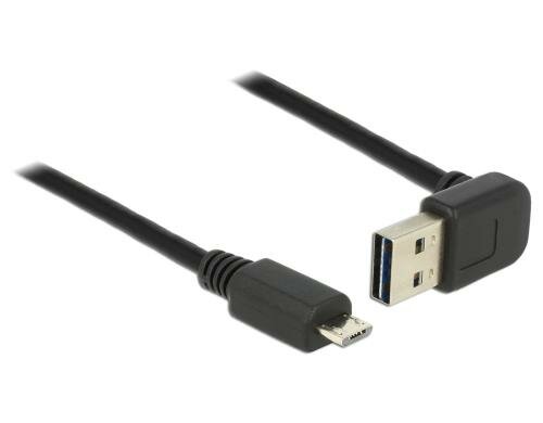USB2.0-Kabel Easy A-MicroB: 2m, schwarz A Stecker nach oben oder unten gewinkelt