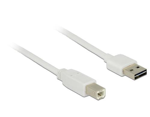USB2.0-Kabel Easy A-B: 5m, weiss A Stecker beidseitig einsteckbar