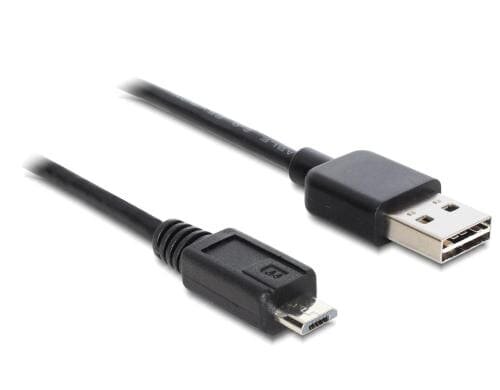 USB2.0-Kabel Easy A-MicroB: 0.5m, schwarz A Stecker beidseitig einsteckbar