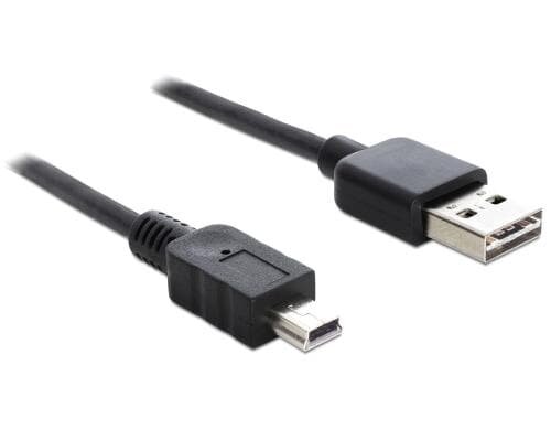 USB2.0-Kabel Easy A-MiniB: 0.5m, schwarz A Stecker beidseitig einsteckbar