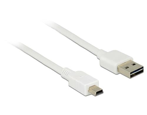 USB2.0-Kabel Easy A-MiniB: 3m, weiss A Stecker beidseitig einsteckbar