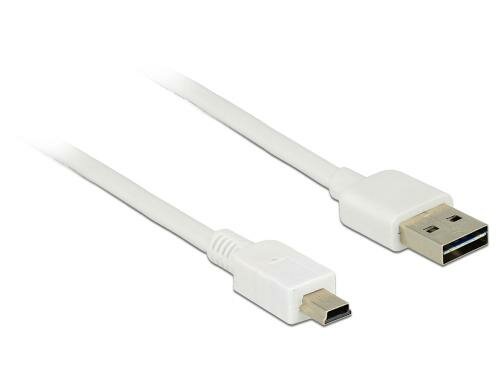 USB2.0-Kabel Easy A-MiniB: 5m, weiss A Stecker beidseitig einsteckbar