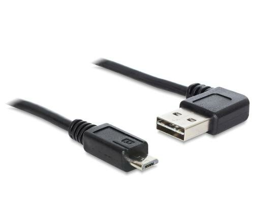 USB2.0-Kabel Easy A-MicroB: 0.5m, schwarz A Stecker nach links oder rechts gewinkelt