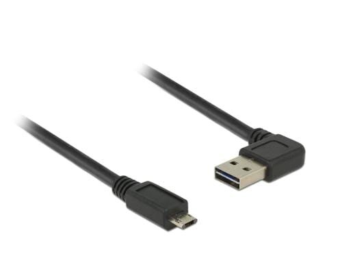 USB2.0-Kabel Easy A-MicroB: 0.5m, schwarz A Stecker nach links oder rechts gewinkelt