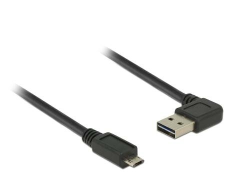 USB2.0-Kabel Easy A-MicroB: 1m, schwarz A Stecker nach links oder rechts gewinkelt