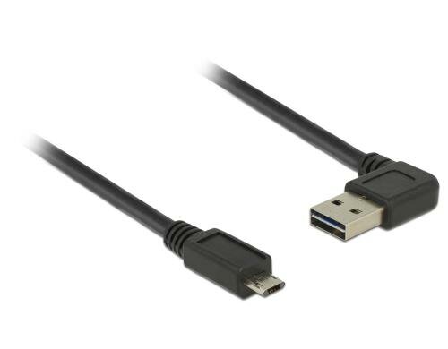 USB2.0-Kabel Dual Easy A-MicroB: 5m,schwarz Beide Stecker beidseitig einsteckbar