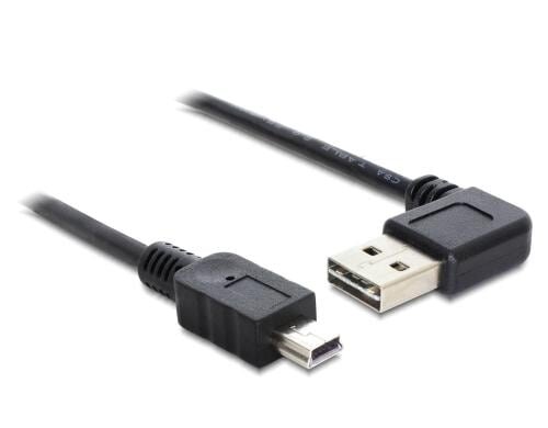 USB2.0-Kabel Easy A-MiniB: 0.5m, schwarz A Stecker nach links oder rechts gewinkelt