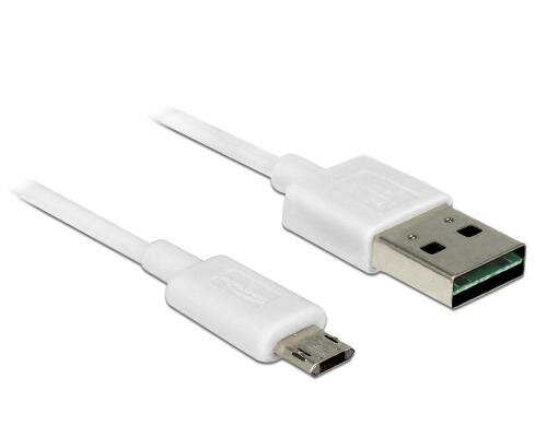 USB2.0-Kabel Easy A-MicroB: 3m, weiss Beide Stecker beidseitig einsteckbar