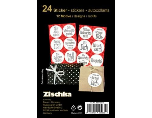 B+C Sticker Weihnachten Nature 4 Blatt, 24 Sticker