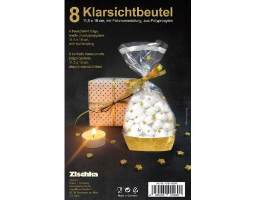 B+C Klarsichtbeutel 11.5 x 19 cm Stars, 8 Kreuzbodenbeutel