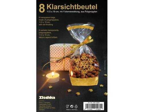 B+C Klarsichtbeutel 11.5 x 19 cm Kristall, 8 Kreuzbodenbeutel
