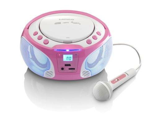 Lenco SCD-650 CD-Player, Pink Lichteffekt, USB, Mikrofon