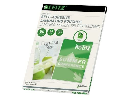 Leitz Heisslaminierfolien A4 80 mic, 100 Stück, selbstklebend
