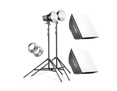 walimex pro 2er Set Daylight 250s inkl. Softbox 40x40cm + Stativ