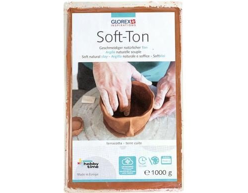Glorex Modelliermasse Soft-Ton 1000g, terracotta, weicher Ton
