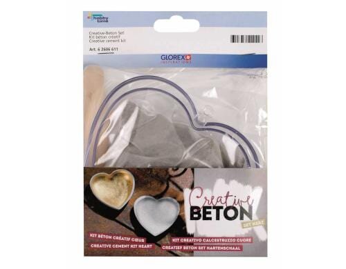 Glorex Creative-Beton Set Beton, 2 x  Plexiglasformen Herz, Anleitung