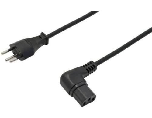 Netzkabel T12 - C13, 2 m schwarz C13 gewinkelt