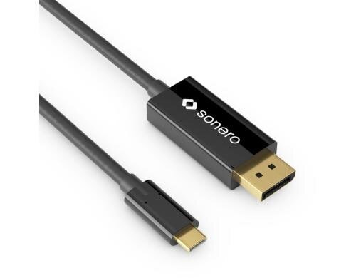Sonero USB-C - Displayport Kabel, 2m Schwarz, Auflösung bis 3820 x 2160 @ 60 Hz