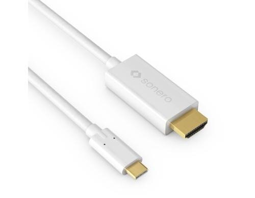 Sonero USB-C - HDMI Kabel, 1.5m Weiss, Auflösung bis 3820 x 2160 @ 60 Hz