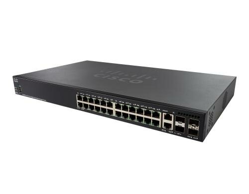Cisco SG350X-24P: 24 Port Managed Switch 24x GE PoE+ (185W), 2xSFP+, 2xSFP+/RJ45 10G