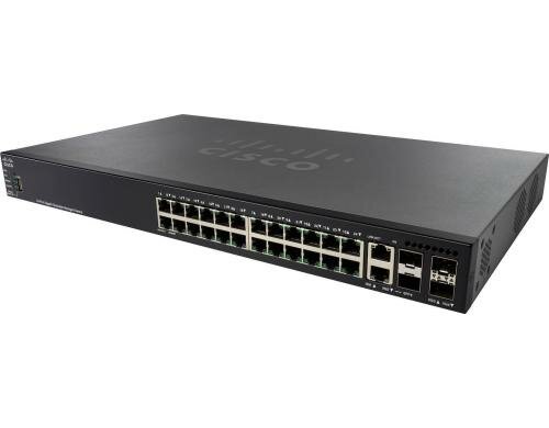 Cisco SG350X-24MP: 24 Port Managed Switch 24x GE PoE+ (375W), 2xSFP+, 2xSFP+/RJ45 10G