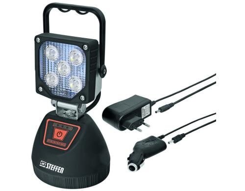 STEFFEN WORKLIGHT LED Akku Strahler 15W 4500K, IP44, Magnethalter im Fussteil