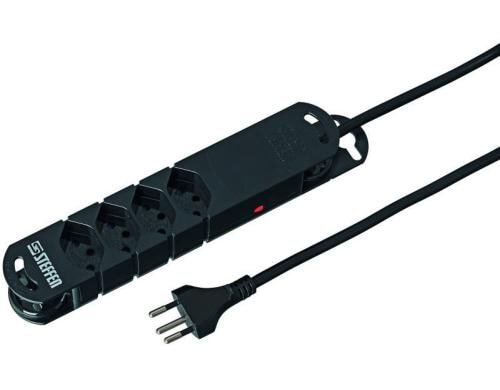 STEFFEN Steckerleiste STEBA VARIABL, 4xT13 5m Kabel, schwarz, Reset-Knopf, mit Magnet