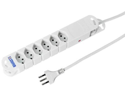 STEFFEN Steckerleiste STEBA VARIABL, 6xT13 5m Kabel, weiss, Reset-Knopf, mit Magnet