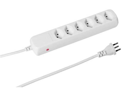 STEFFEN POWER EASY Steckerleiste, 6xT13 weiss, mit Reset-Knopf, 1.5m Kabel