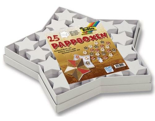 Folia Pappschachteln Sterne 25 teilig, weiss