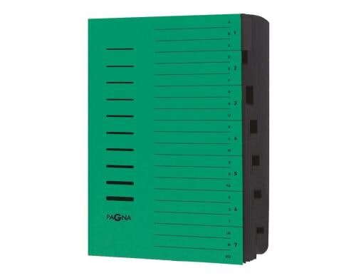 Pagna Ordnungsmappe mit Gummiband A4 grün, 7teilig, 1-7/A-Z