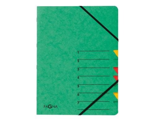 Pagna Ordnungsmappe  Easy mit Gummiband A4 grün, 7teilig, 1-7
