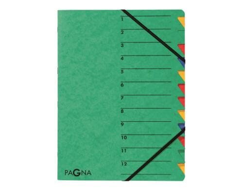 Pagna Ordnungsmappe  Easy mit Gummiband A4 grün, 12teilig, 1-12