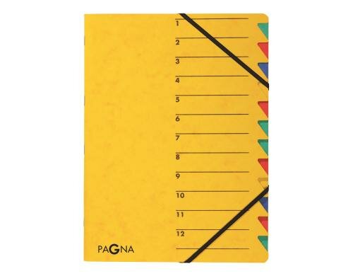 Pagna Ordnungsmappe  Easy mit Gummiband A4 gelb, 12teilig, 1-12