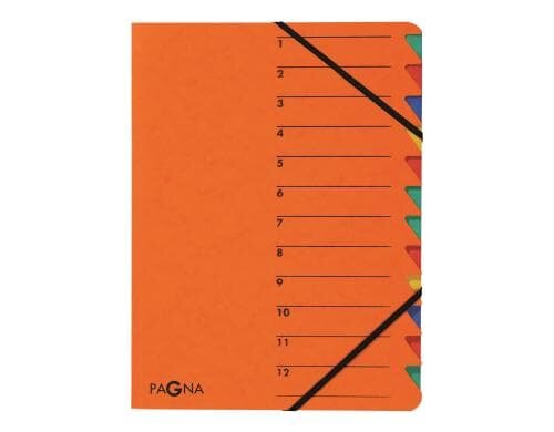 Pagna Ordnungsmappe  Easy mit Gummiband A4 orange, 12teilig, 1-12