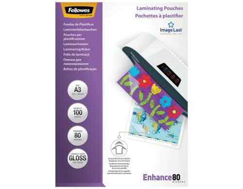 Fellowes Laminierfolien A3, 80 Mikron 100 Stück, 303x426mm