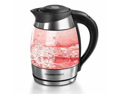Gourmetmaxx Wasserkocher Glas LED 2200 Watt, mit Temperaturwahl/Farbcodierung