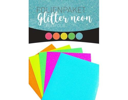 Heisstransferfolie Flex Glitter 5 Blatt à 30 x 25 cm
