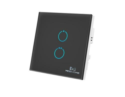 MCO Home Z-Wave Glas Wandschalter 2-fach schwarz, mit zwei Relaisausgängen