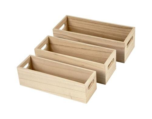 Creativ Company Holzkasten 3 Stück, 22 + 23.5 + 25 cm
