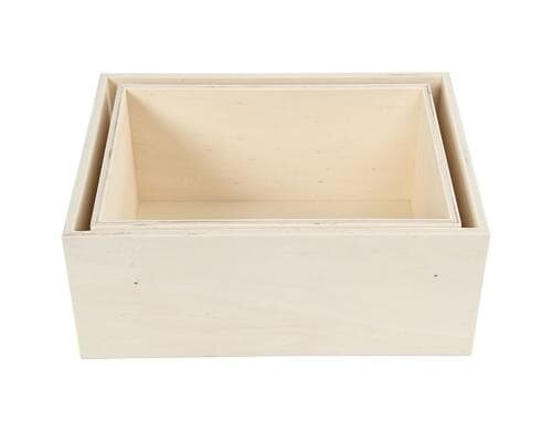 Creativ Company Holz Aufbewahrungskästen 2 Stück, H: 27 + 31 cm - auch als Wandregal