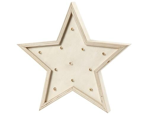Creativ Company Holz Leuchtbox Stern Höhe 26 cm, Tiefe 3.5 cm