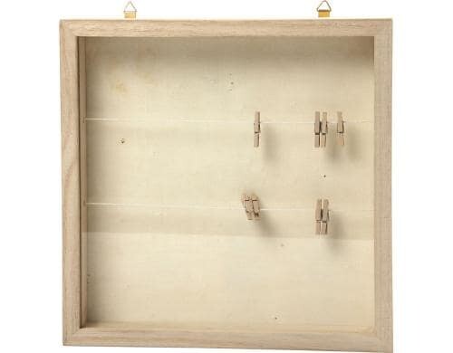 Creativ Company 3D-Bilderrahmen 23 x 23 x 3.5 cm, Leinen und Wäscheklammern