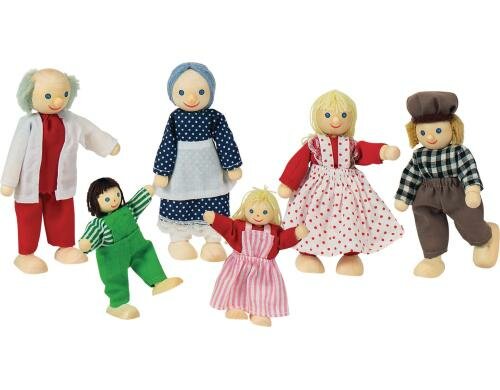 Biegepuppen Bauernfamilie I H= 9-12 cm, Holz, 6 Teile