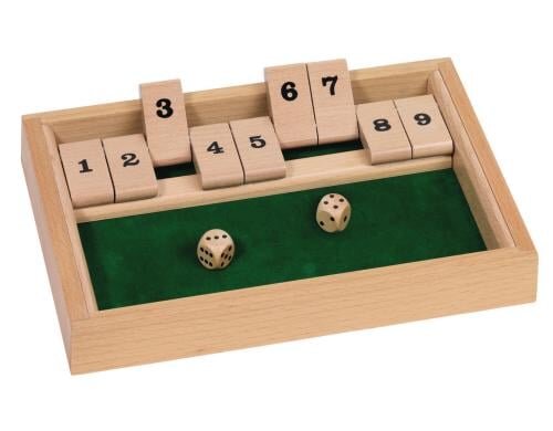 Würfelspiel Shut the box 25,5 x 17,5 x 3,2 cm, Holz, 2 Würfel