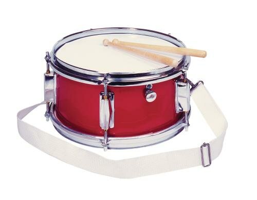 Spielmannszugtrommel mit Snare H= 14 cm, Ø= 28 cm, Blech, rot,